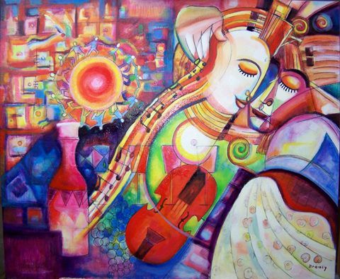 L'artiste Bramly - Couple au violon