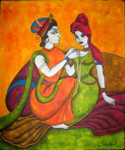 Peinture de Ah Tatieva : L'Amour à l'Indienne