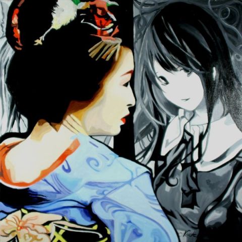 geisha 2 - Peinture - CLOTILDE NADEL