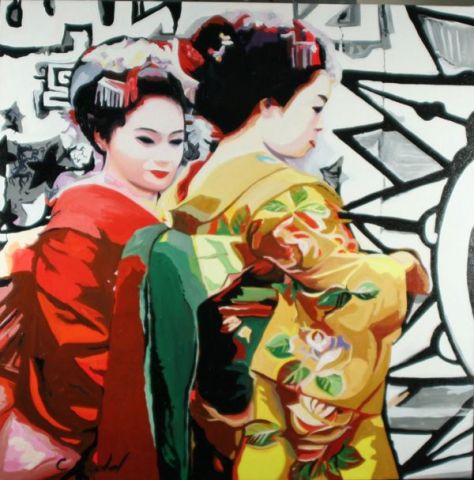 geisha 6 - Peinture - CLOTILDE NADEL