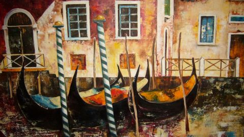 Venise et ses gondoles - Peinture - Patricia BARATTA