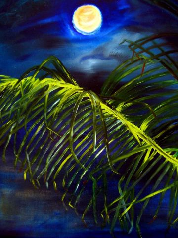 PEINTURE de LUNE ... CLAIR de LUNE aux CARA�BES... - Peinture - monemaier