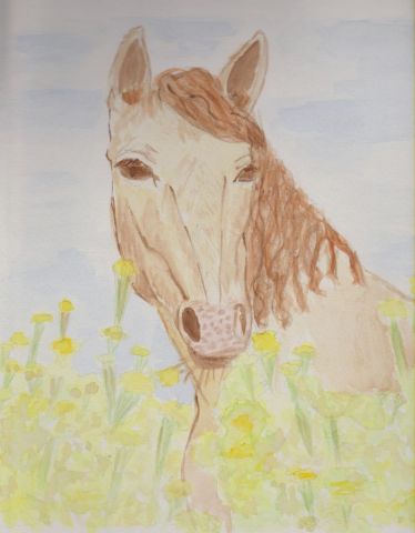 Cheval dans la prairie - Peinture - Valerie MICHEL