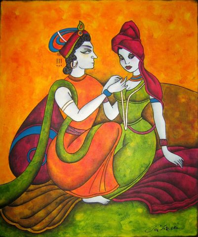 L'Amour � l'Indienne - Peinture - Ah Tatieva 