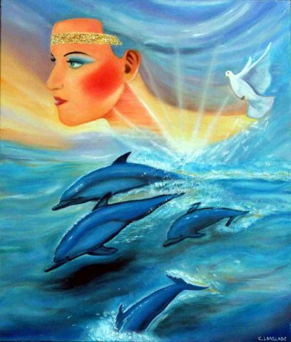 L'artiste Chrislan - La femme et les dauphins