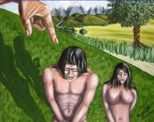 Peinture de LAFFITTE Jacky: Adam et Eve chassés du paradis