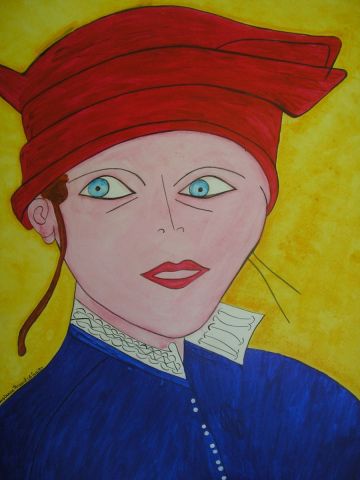 FEMME AU CHAPEAU ROUGE - Peinture - GHIS