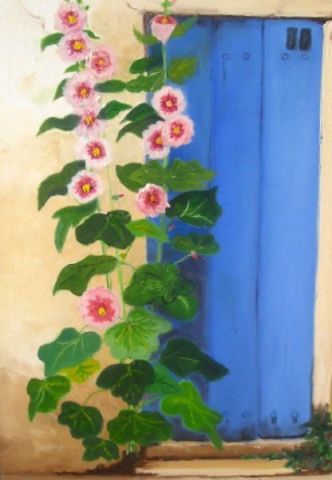 Les roses tremieres - Peinture - emilie leonardi