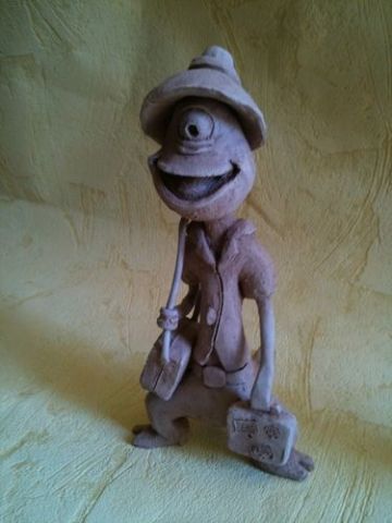 Petit extra terrestre en vacances sur terre - Sculpture - Jean Francois Guilard