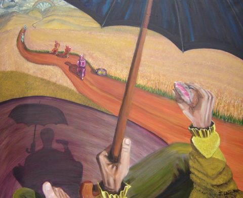 Chemin de Compostelle : d�jeuner sur la pierre - Peinture - LAFFITTE Jacky