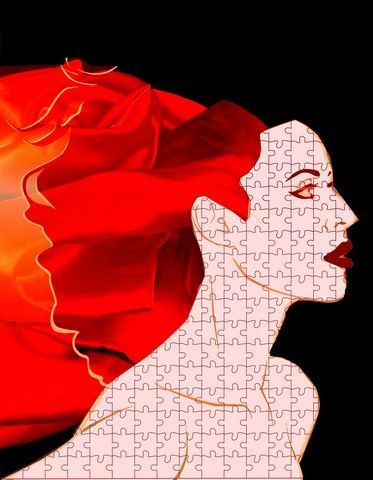 femme au foulard - Art numerique - CHANTAL LEYMARIE