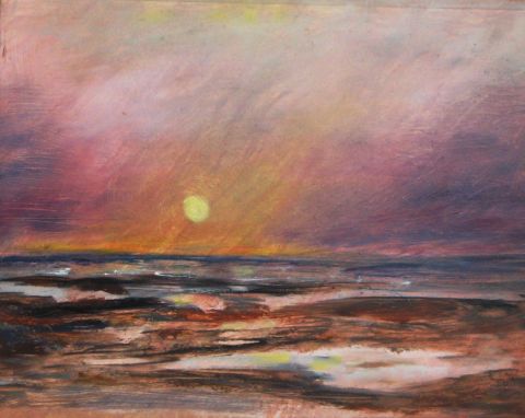 soleil couchant sur la Normandie - Peinture - Berenice