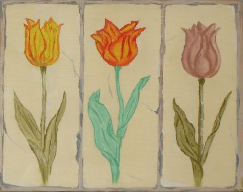 Carreaux aux Tulipes - Peinture - Rv Jammes