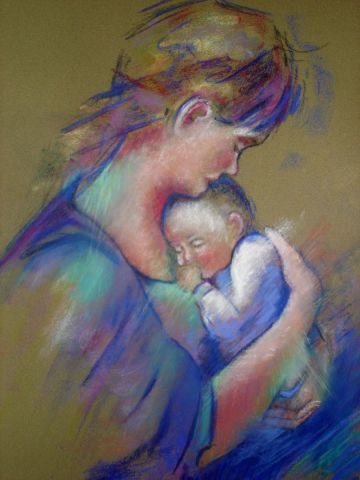 MERE ET ENFANT - Peinture - ROBERT Pascale