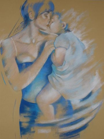 mère et enfant - Peinture - ROBERT Pascale