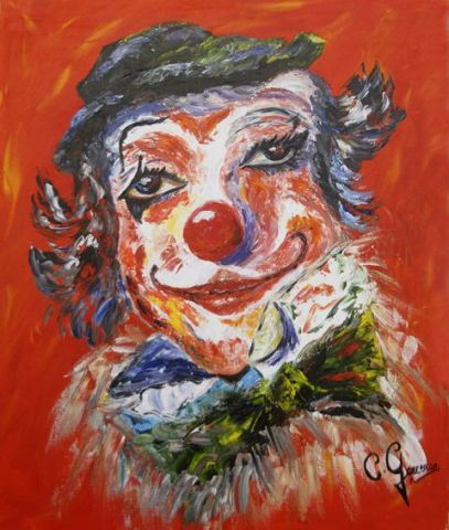 clown au regard f�minin - Peinture - Catherine GARCERAN