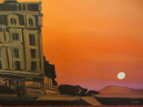 L'artiste Laurent CORBIN - coucher de soleil houlgate