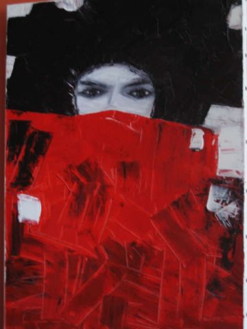 le paravent rouge - Peinture - Laurent CORBIN