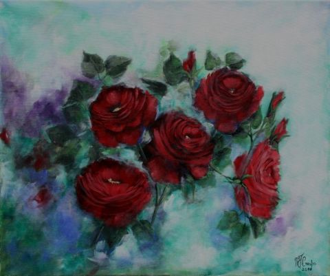 Rosas vermelhas - Peinture - Maria Crespo
