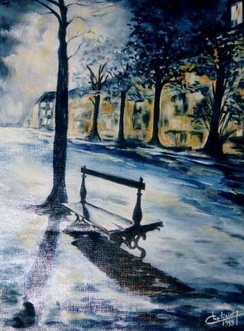 Le Banc - Peinture - janine chetivet