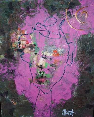 auto portrait - Peinture - Genevieve MERCET