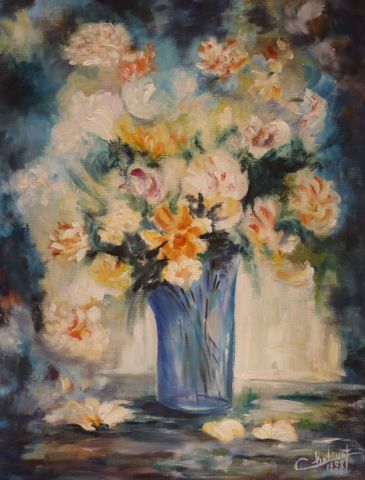 Grand Vase Bleu - Peinture - janine chetivet