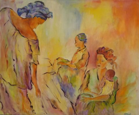Bavardage Africain - Peinture - janine chetivet
