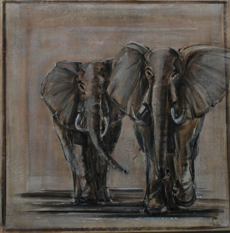 Eléphants - Peinture - valerie chretien