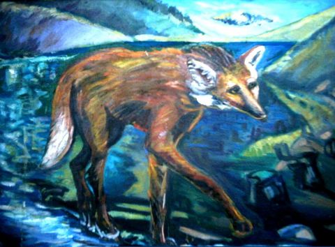 Brésilienne loup en voie de disparition - Peinture - 3'Rego Monteiro