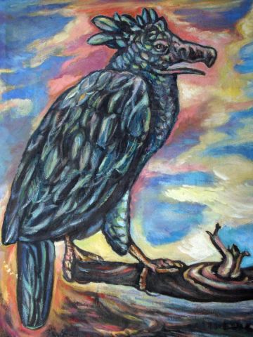 gavião Real le plus grand oiseau de proie Amerique - Peinture - 3'Rego Monteiro