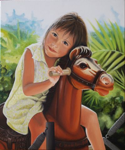 Talloulah sur son cheval - Peinture - Catherine MADELINE