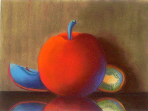 pomme bleue et kiwis - Peinture - BETTY-M peintre