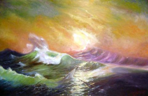 la vague - Peinture - waheb khaled khodja