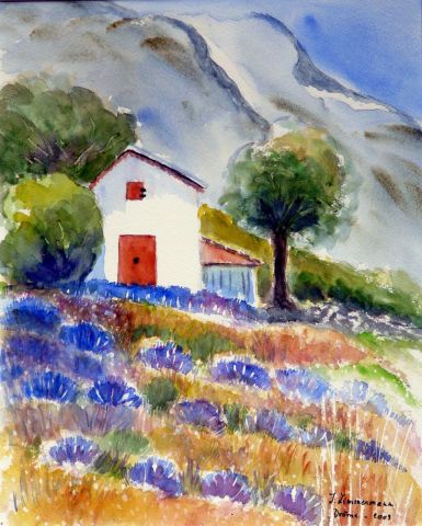 Maison dans la montagne - Peinture - Joanna Zimmermann