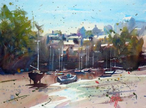 Doëlan à marée basse - Peinture - Andre Mehu