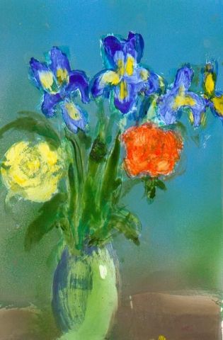 vase d'iris - Peinture - Alex