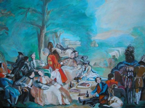 La halte de chasse - Peinture - Marie-Ange Babey-Gherardi