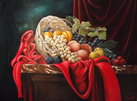 L'artiste Yves Pereira - Nature morte au rideau rouge