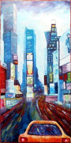 Game over in Times Square - Peinture - Annie LEFEBVRE