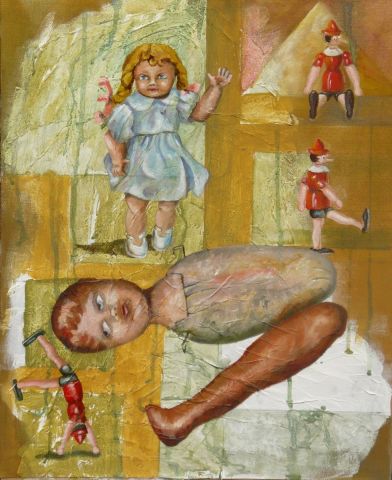 L'âme des poupées cassées - Peinture - Annie LEFEBVRE