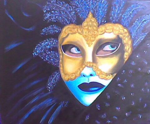 masque de carnaval - Peinture - martine zendali