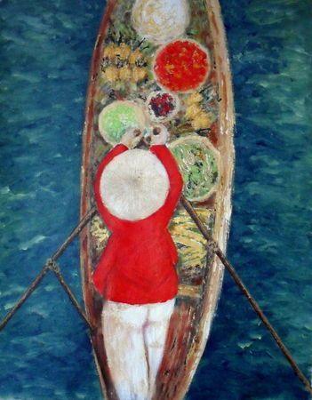 Marchés flottants de Bangkok - Peinture - Catherine Thivrier-Forestier