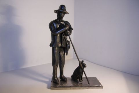 Berger et son chien - Sculpture - LUC