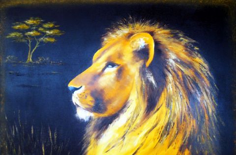 Le roi de la Savane - Peinture - MALOU