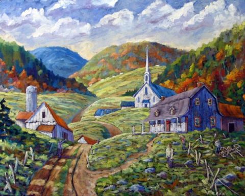 L'artiste Prankearts - A Day in our Valley original large landscape painting by Prankearts