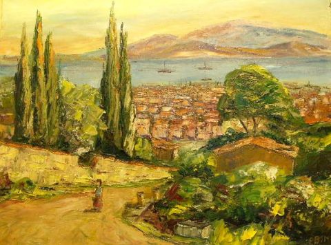 Cote d'azur  le port  - Peinture - litalien