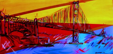 golden gate bridge- façon pop-art - Peinture - tulipe