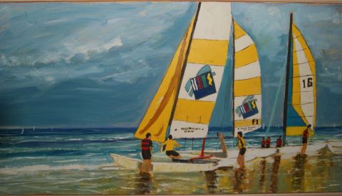 Catamarans au Touquet - Peinture - Michael BAUDELLE