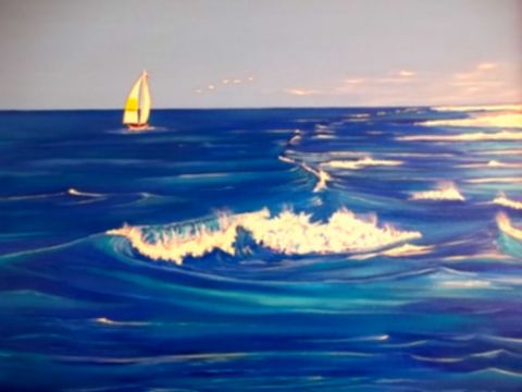 mer agitée - Peinture - edenart