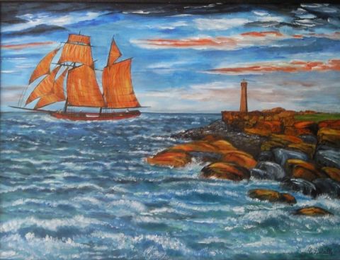 Au long des côtes bretonnes - Peinture - Catherine Dutailly